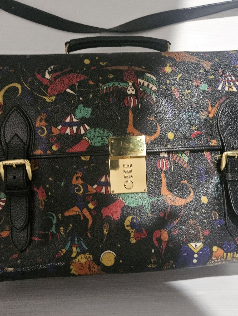 Piero Guidi Magic Circus Multicolor Crossbody Briefcase Bag Italy 18x11x8 - Picture 8 of 16